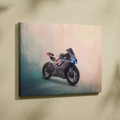 Yamaha R6 Inspired Sport Bike Wall Art, Track Racing Canvas Art & Garage Poster Print