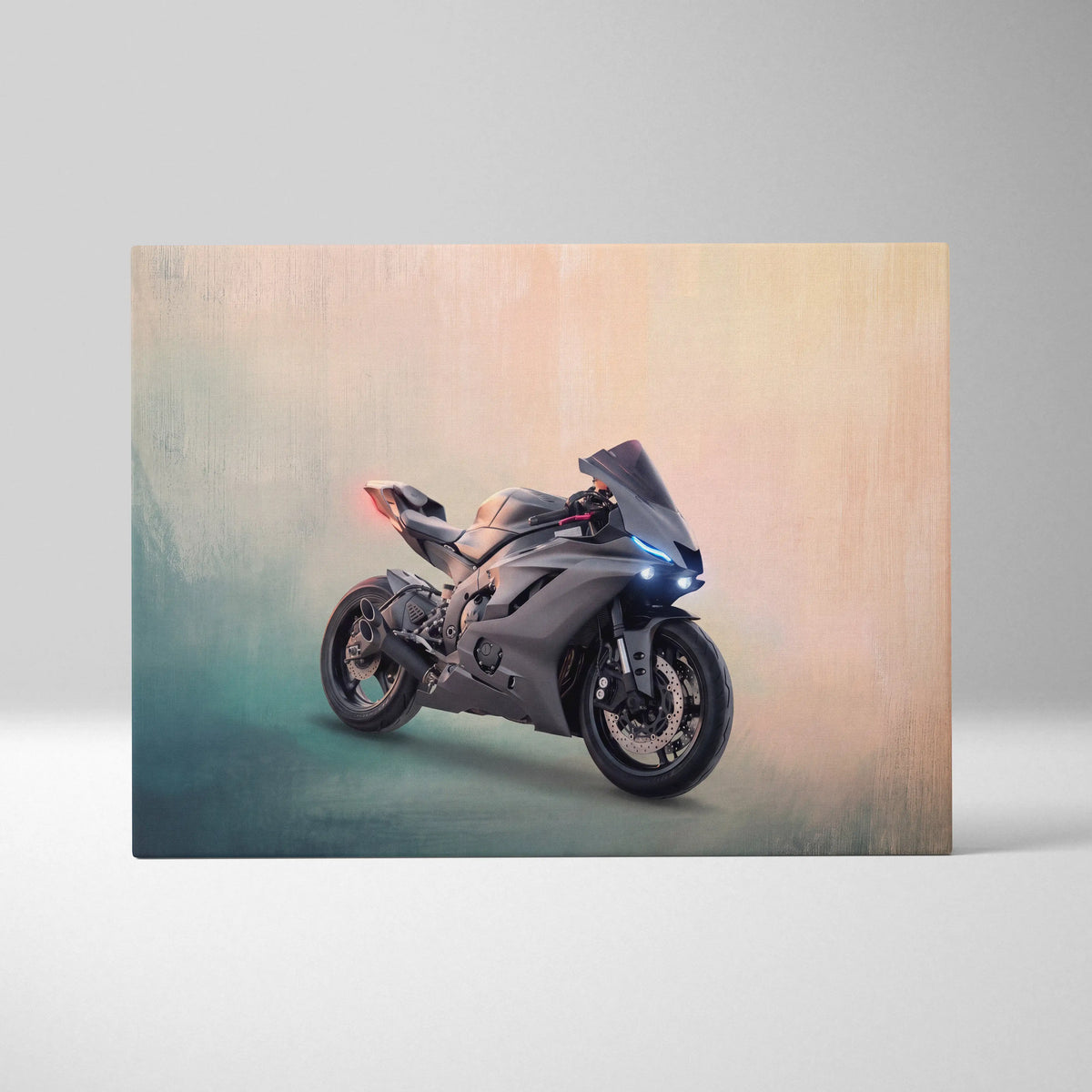 Yamaha R6 Inspired Sport Bike Wall Art, Track Racing Canvas Art & Garage Poster Print