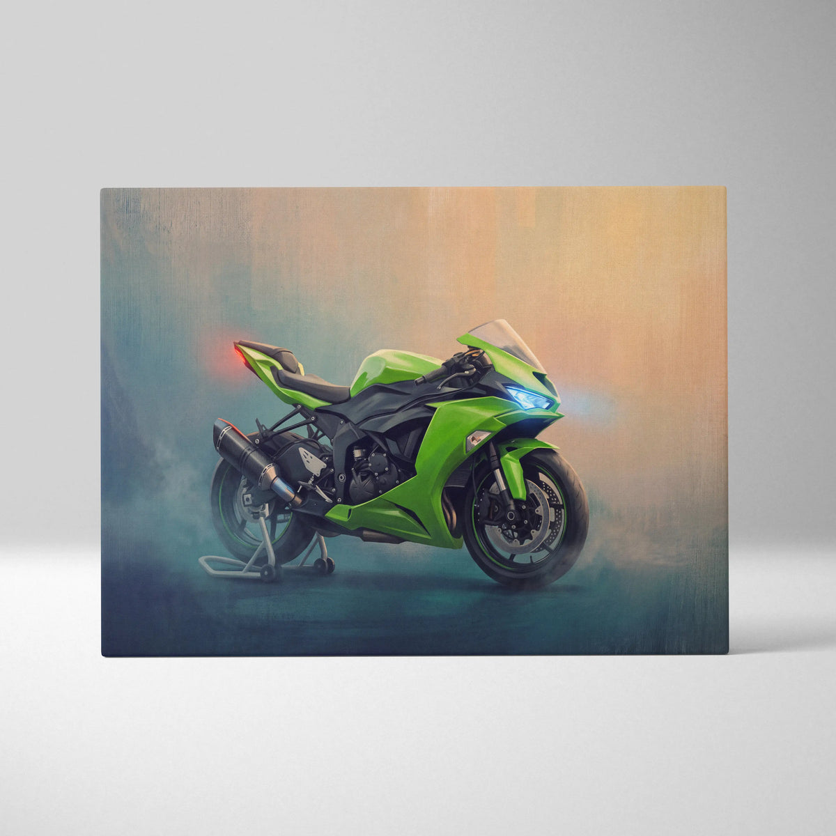 Kawasaki Ninja ZX6R Inspired Sport Bike Wall Art, Motorcycle Canvas Painting, Supersport Gift