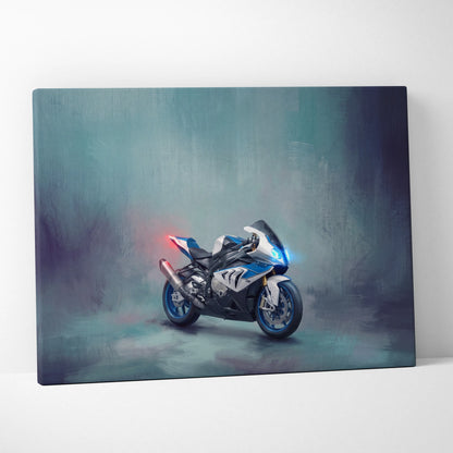 BMW S1000RR Inspired Supersport Wall Art, Track Racing Canvas Print & Superbike Home Decor