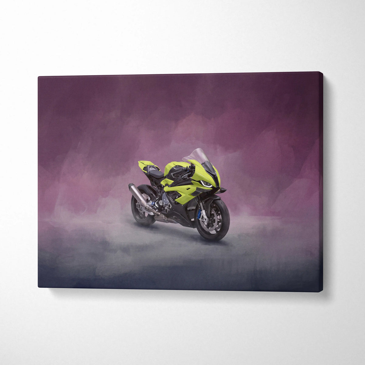 BMW S1000RR Inspired Sport Bike Wall Art, Track Racing Canvas Art & Superbike Garage Print
