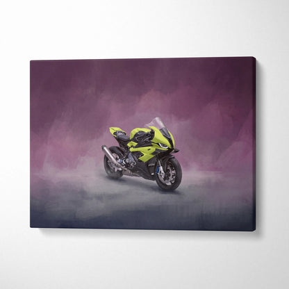 BMW S1000RR Inspired Sport Bike Wall Art, Track Racing Canvas Art & Superbike Garage Print