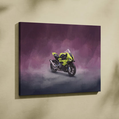 BMW S1000RR Inspired Sport Bike Wall Art, Track Racing Canvas Art & Superbike Garage Print