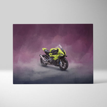 BMW S1000RR Inspired Sport Bike Wall Art, Track Racing Canvas Art & Superbike Garage Print