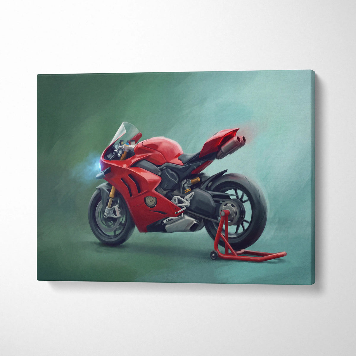 Ducati Panigale Inspired Sport Bike Wall Art, Italian Superbike Canvas Print & Racing Decor