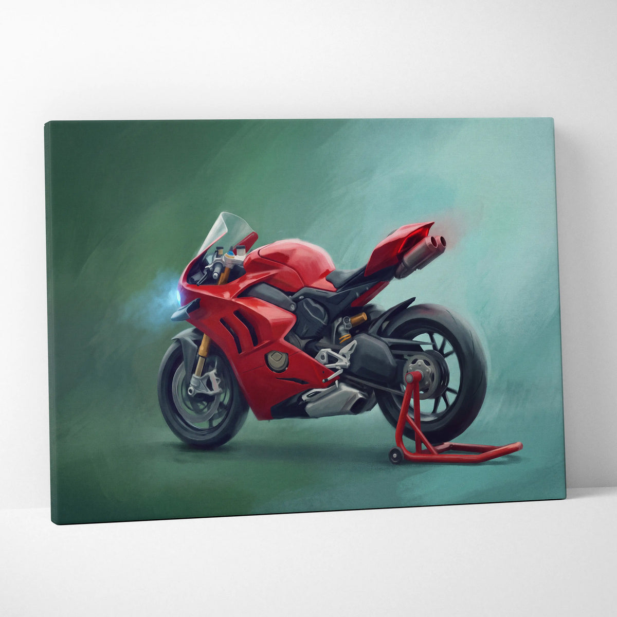 Ducati Panigale Inspired Sport Bike Wall Art, Italian Superbike Canvas Print & Racing Decor