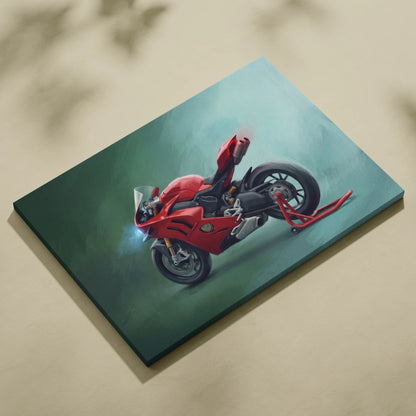 Ducati Panigale Inspired Sport Bike Wall Art, Italian Superbike Canvas Print & Racing Decor