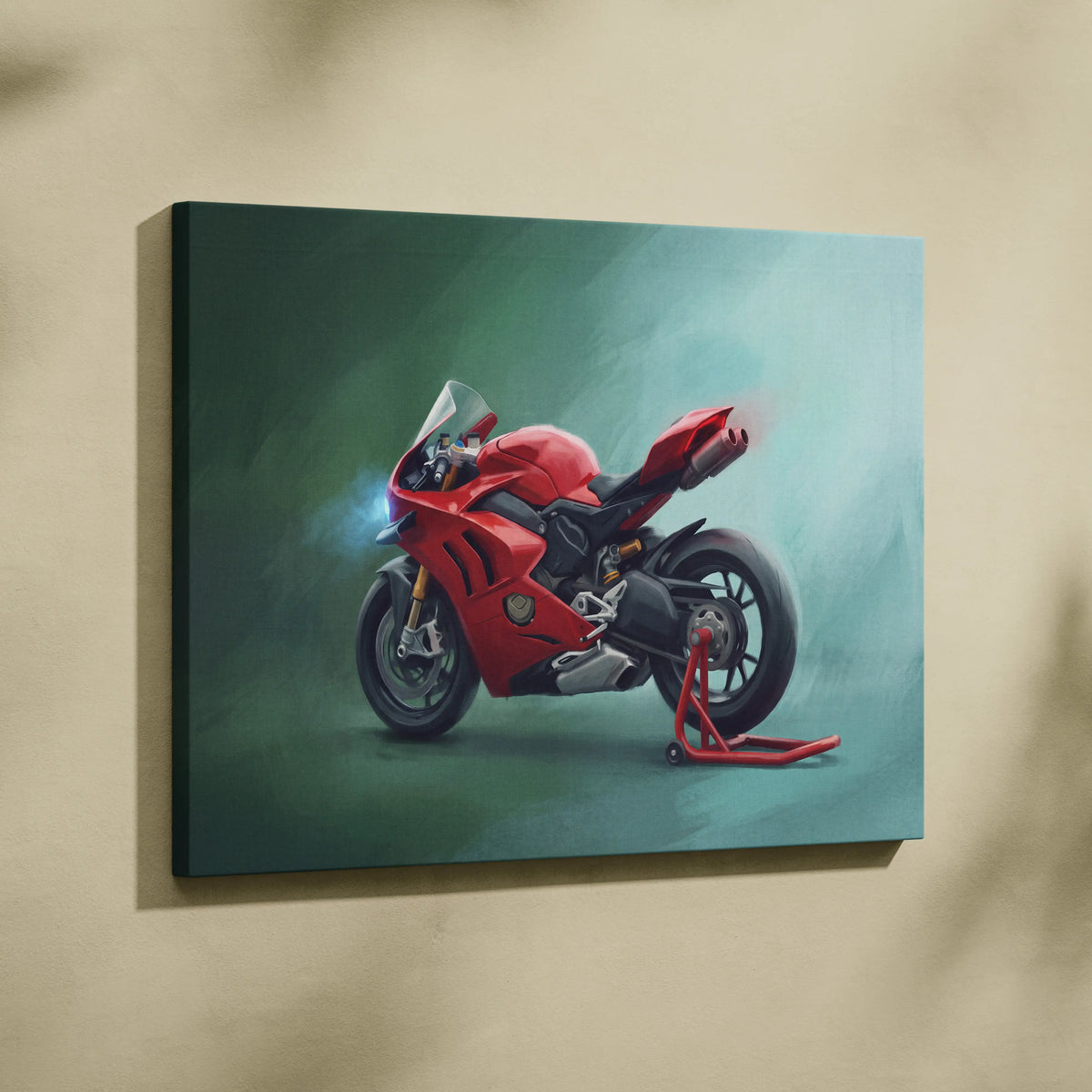 Ducati Panigale Inspired Sport Bike Wall Art, Italian Superbike Canvas Print & Racing Decor