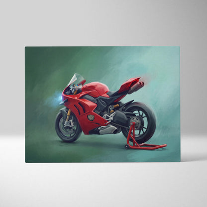 Ducati Panigale Inspired Sport Bike Wall Art, Italian Superbike Canvas Print & Racing Decor