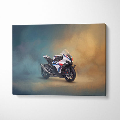 BMW M1000RR Inspired Motorcycle Wall Art, Supersport Canvas Print & Superbike Garage Decor