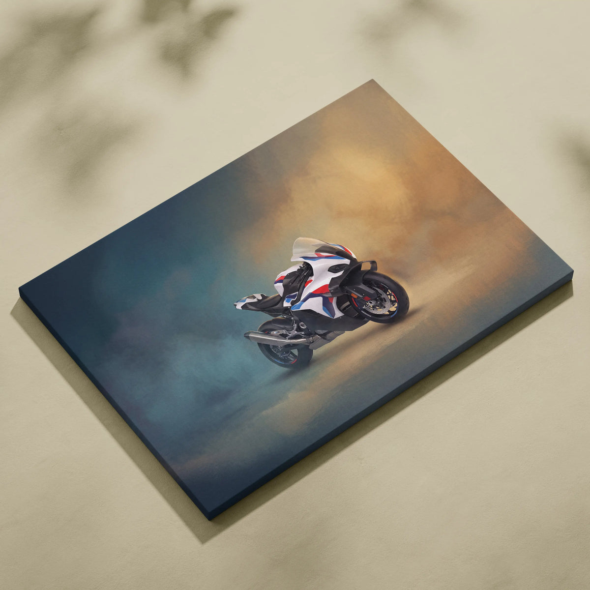 BMW M1000RR Inspired Motorcycle Wall Art, Supersport Canvas Print & Superbike Garage Decor