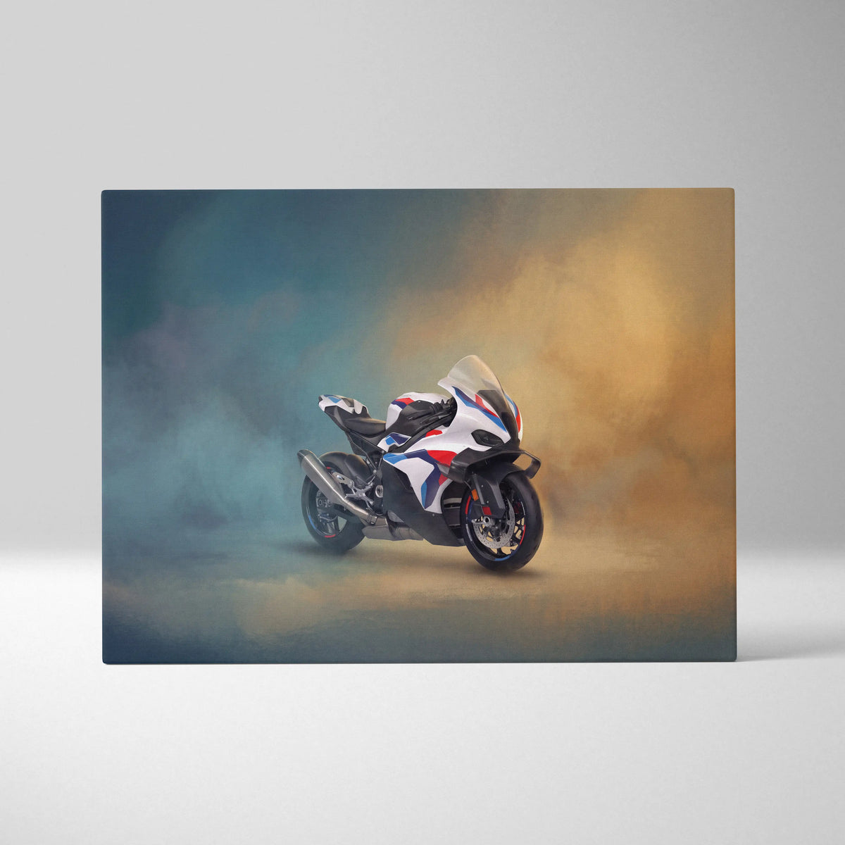 BMW M1000RR Inspired Motorcycle Wall Art, Supersport Canvas Print & Superbike Garage Decor