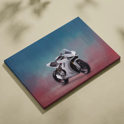 Ducati Panigale Inspired Sport Bike Wall Art, White Canvas Art & Italian Superbike Print