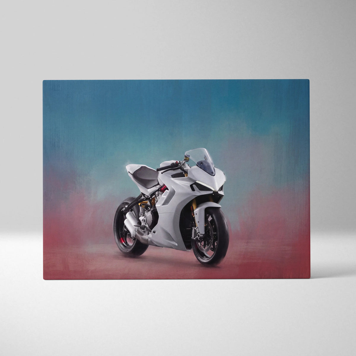 Ducati Panigale Inspired Sport Bike Wall Art, White Canvas Art & Italian Superbike Print