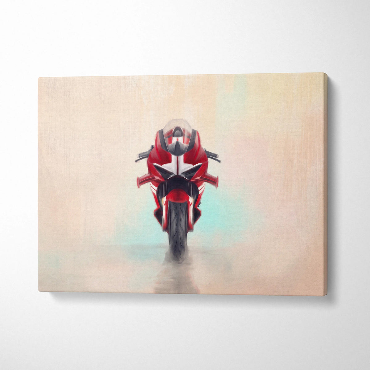 Ducati panigale inspired red and black racing motorcycle canvas art for superbike racing enthusiasts gift