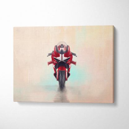 Ducati panigale inspired red and black racing motorcycle canvas art for superbike racing enthusiasts gift