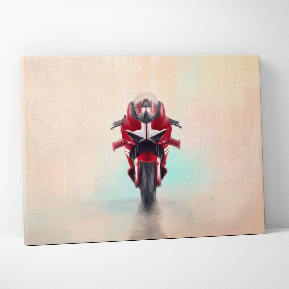 Red and black ducati panigale inspired racing motorcycle canvas print wall art for superbike enthusiasts gift