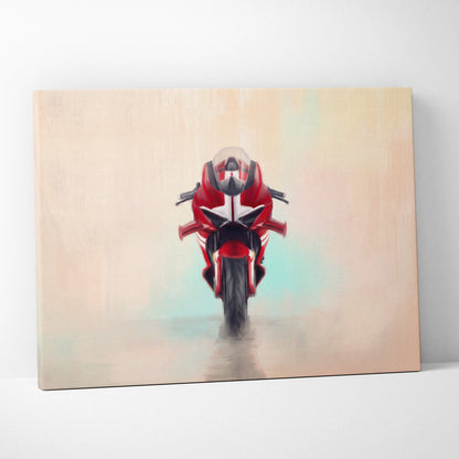 Red and black ducati panigale inspired racing motorcycle canvas print wall art for superbike enthusiasts gift
