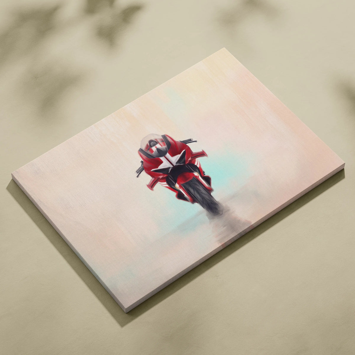 Red and black ducati panigale inspired motorcycle artwork on canvas for superbike racing enthusiast gift