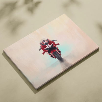 Red and black ducati panigale inspired motorcycle artwork on canvas for superbike racing enthusiast gift