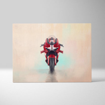 Red and black ducati panigale inspired racing motorcycle canvas art for superbike racing enthusiasts gift
