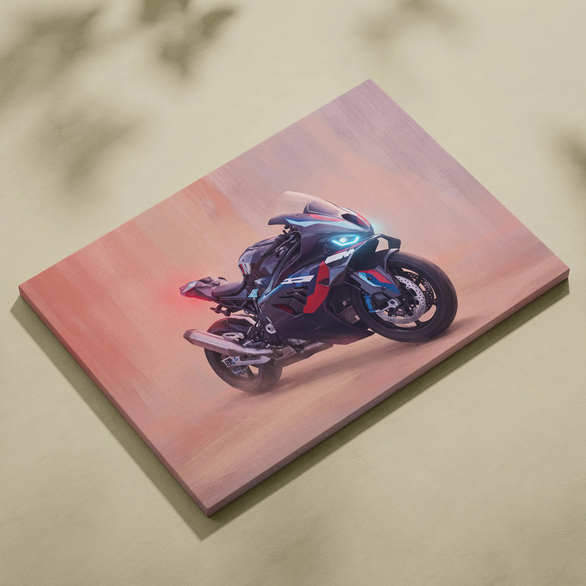 BMW M1000RR Inspired Sport Bike Wall Art, Track Racing Canvas Art & Superbike Garage Print