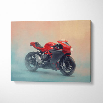 MV Agusta Superveloce Inspired Canvas Art, Retro Cafe Racer Wall Art & Garage Decor