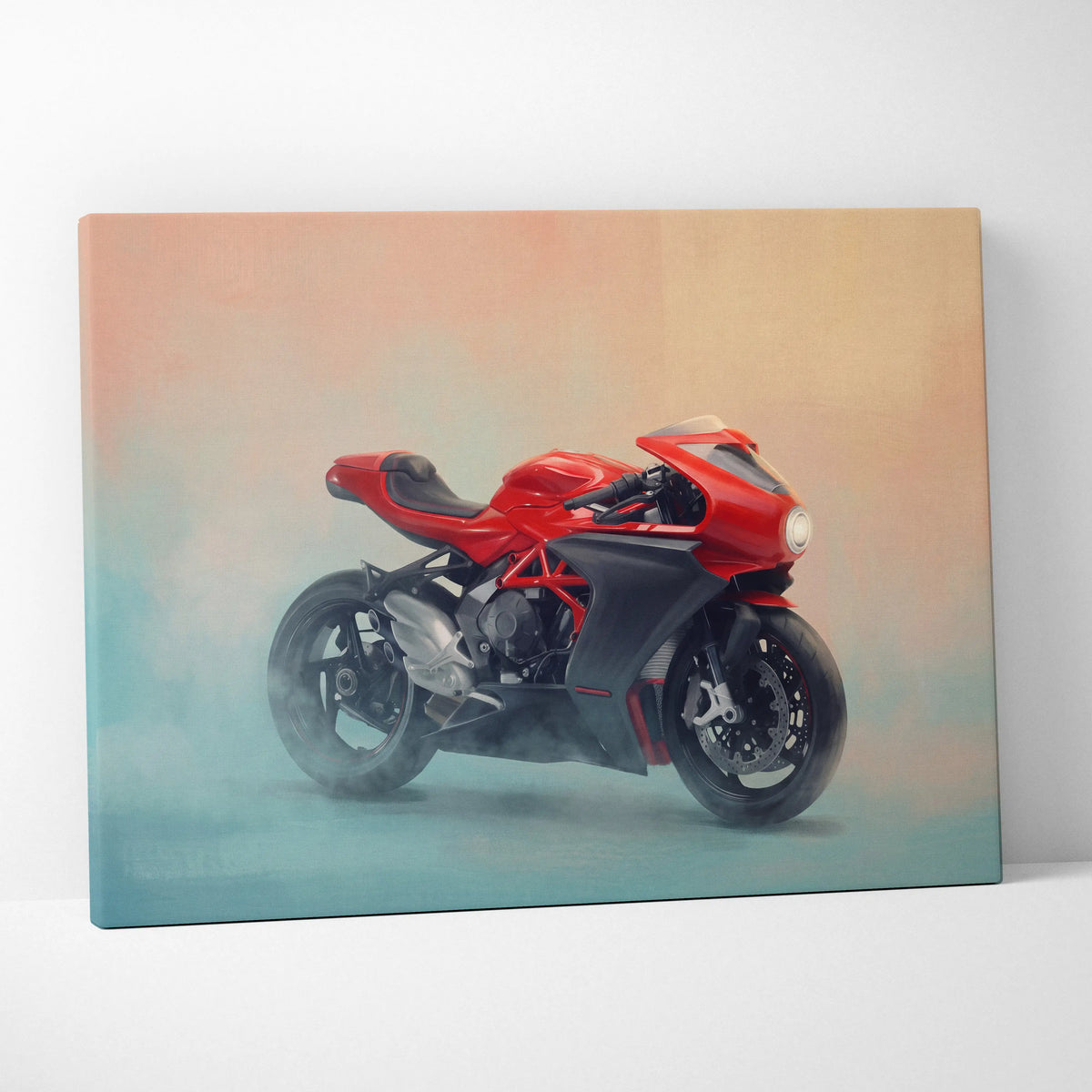 MV Agusta Superveloce Inspired Canvas Art, Retro Cafe Racer Wall Art & Garage Decor