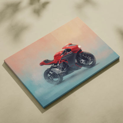 MV Agusta Superveloce Inspired Canvas Art, Retro Cafe Racer Wall Art & Garage Decor