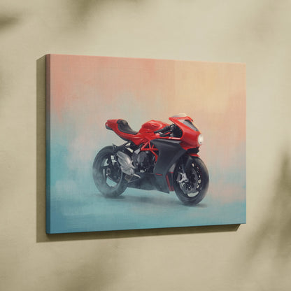MV Agusta Superveloce Inspired Canvas Art, Retro Cafe Racer Wall Art & Garage Decor