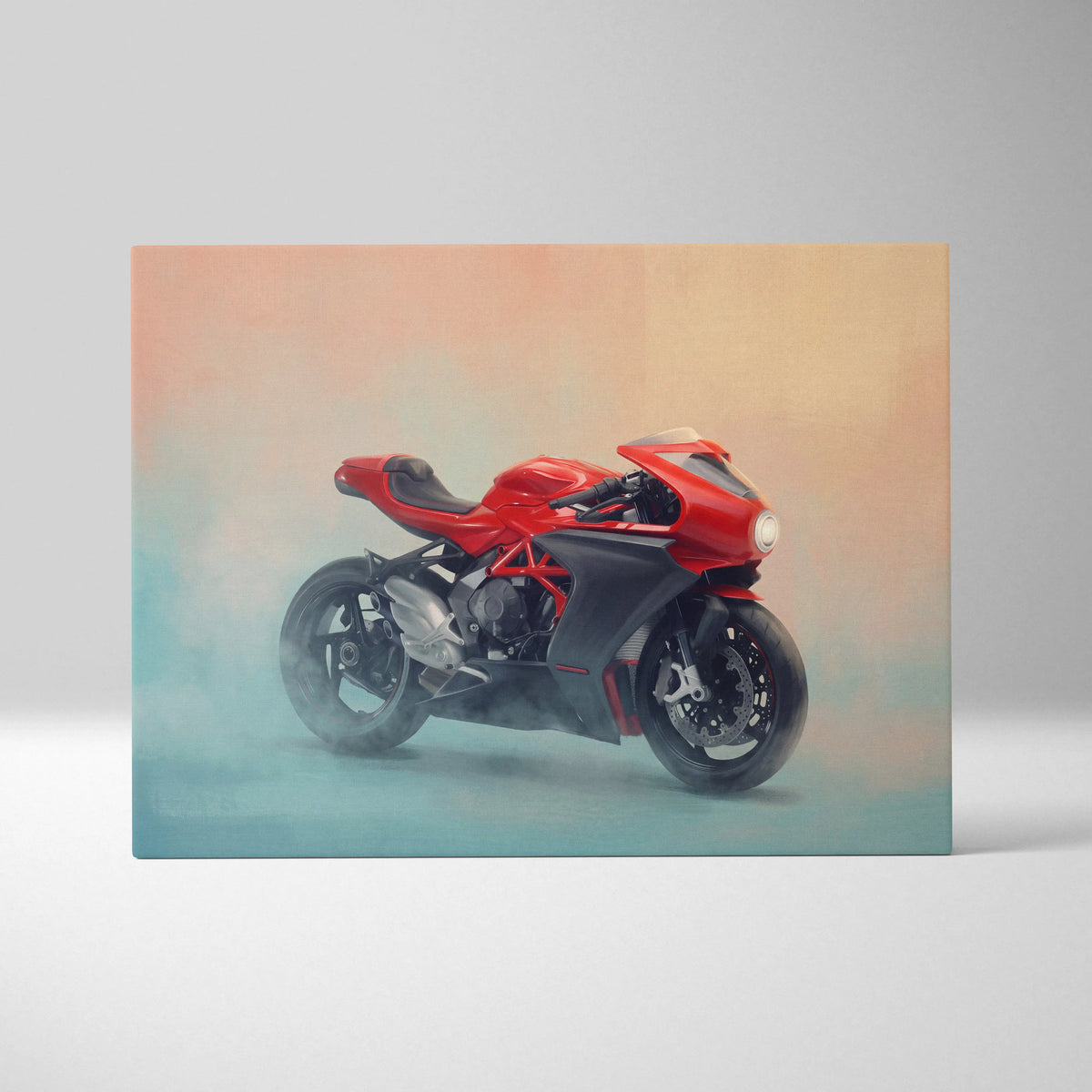 MV Agusta Superveloce Inspired Canvas Art, Retro Cafe Racer Wall Art & Garage Decor