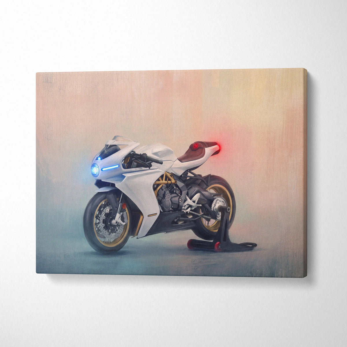 MV Agusta Superveloce Inspired Motorcycle Wall Art, Retro Canvas Print & Cafe Racer Decor