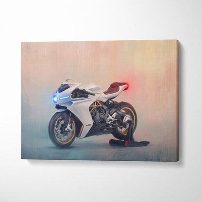 MV Agusta Superveloce Inspired Motorcycle Wall Art, Retro Canvas Print & Cafe Racer Decor