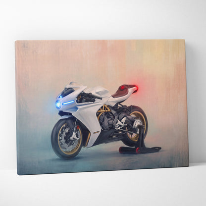 MV Agusta Superveloce Inspired Motorcycle Wall Art, Retro Canvas Print & Cafe Racer Decor