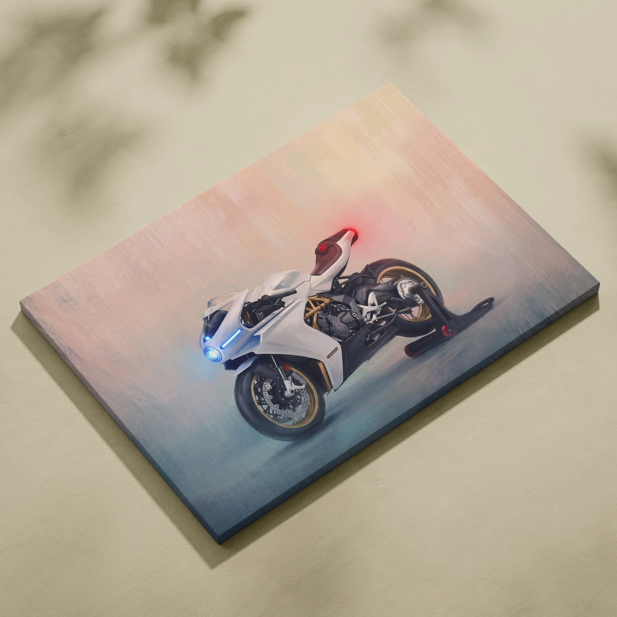 MV Agusta Superveloce Inspired Motorcycle Wall Art, Retro Canvas Print & Cafe Racer Decor