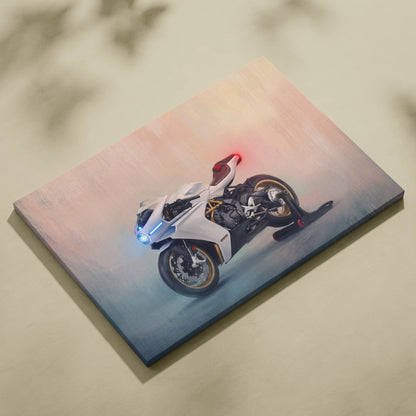 MV Agusta Superveloce Inspired Motorcycle Wall Art, Retro Canvas Print & Cafe Racer Decor