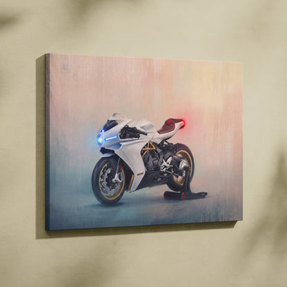 MV Agusta Superveloce Inspired Motorcycle Wall Art, Retro Canvas Print & Cafe Racer Decor