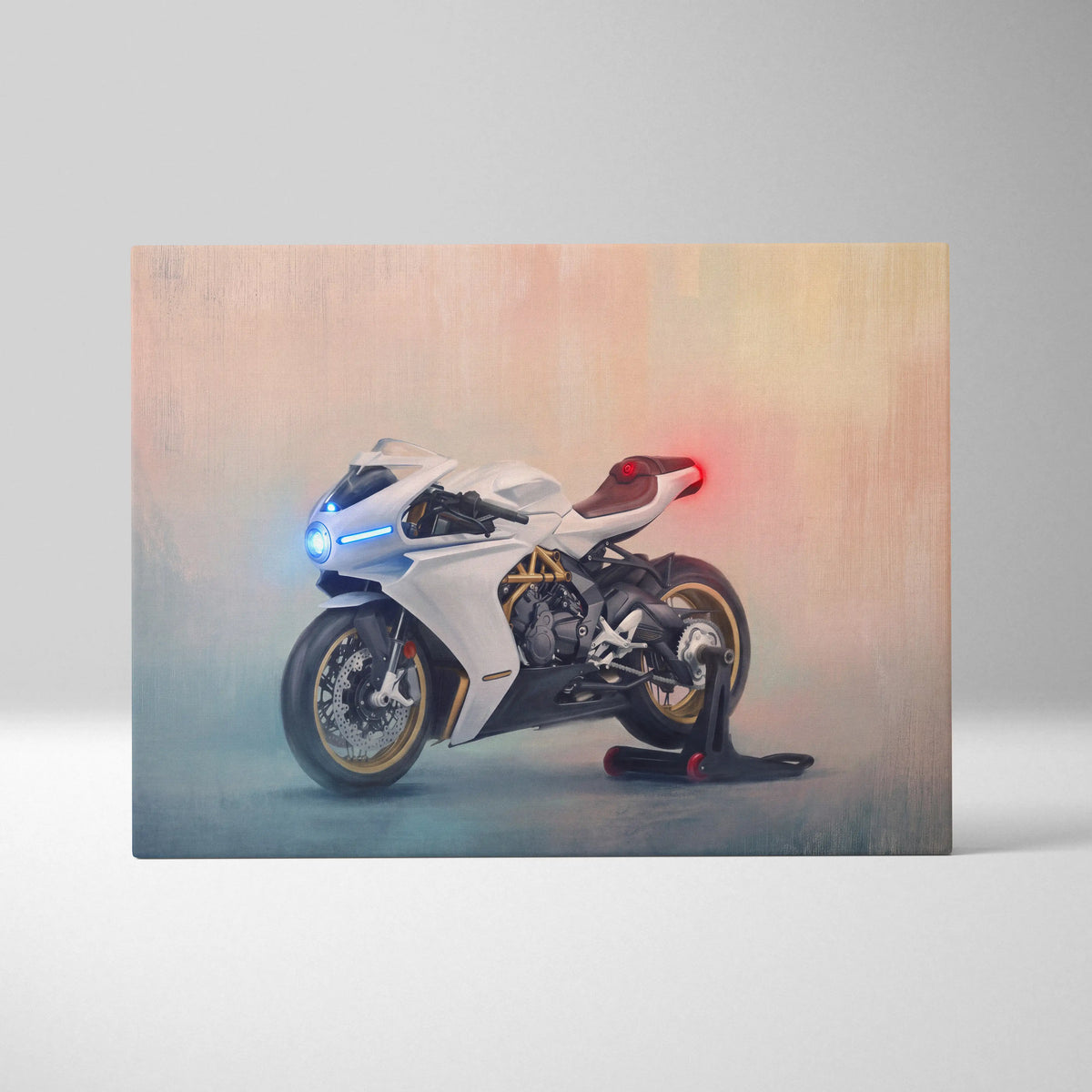 MV Agusta Superveloce Inspired Motorcycle Wall Art, Retro Canvas Print & Cafe Racer Decor