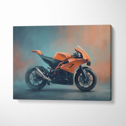 KTM RC8 Inspired Sport Bike Wall Art, Racing Canvas Art & Superbike Garage Print