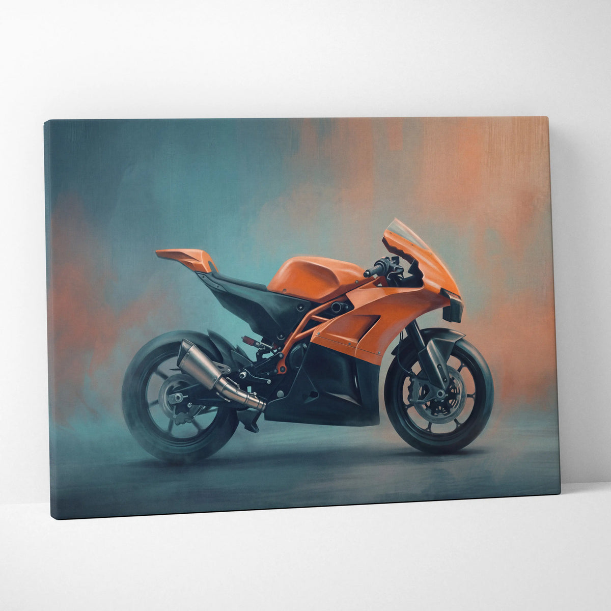 KTM RC8 Inspired Sport Bike Wall Art, Racing Canvas Art & Superbike Garage Print