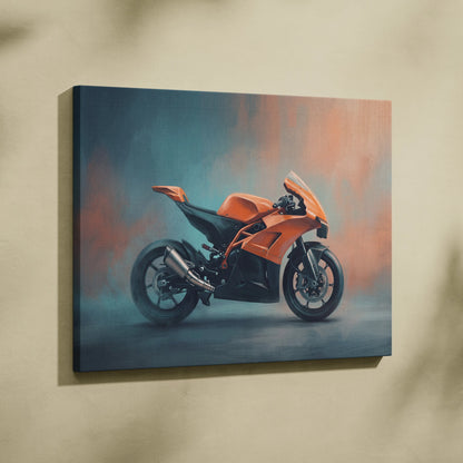 KTM RC8 Inspired Sport Bike Wall Art, Racing Canvas Art & Superbike Garage Print