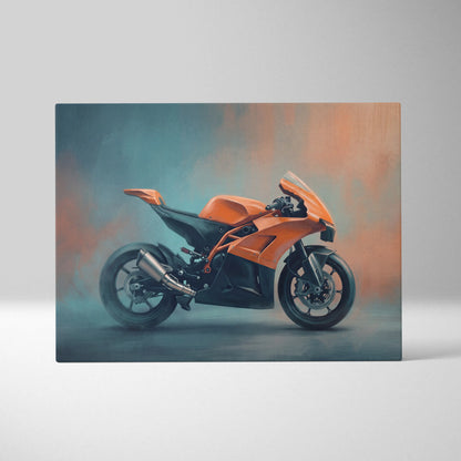 KTM RC8 Inspired Sport Bike Wall Art, Racing Canvas Art & Superbike Garage Print