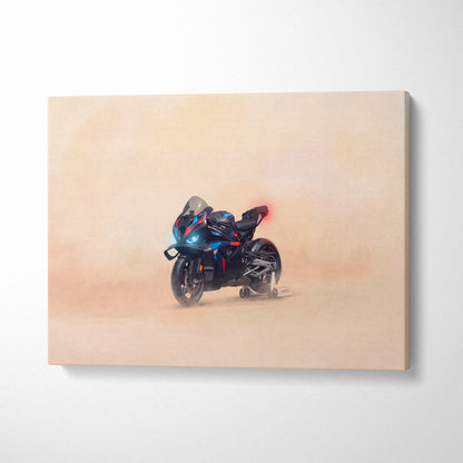 BMW M1000RR Inspired Motorcycle Wall Art, Carbon Track Machine Print and Garage Decor