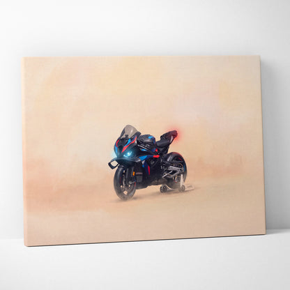 BMW M1000RR Inspired Motorcycle Wall Art, Carbon Track Machine Print and Garage Decor