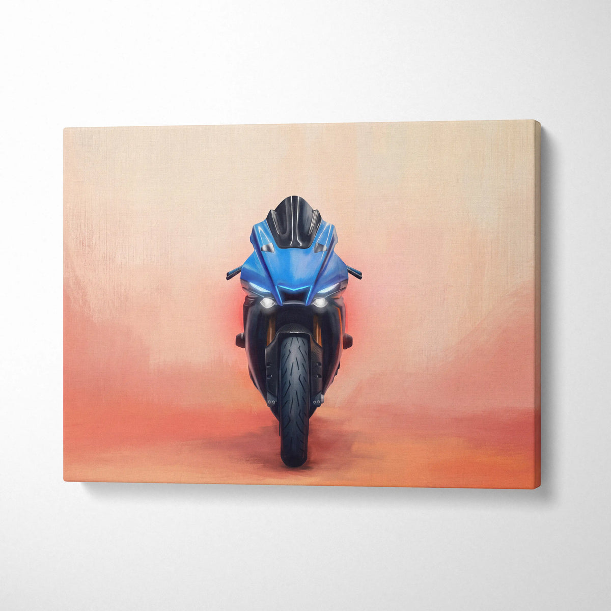Yamaha R1 Inspired Canvas Art, Motorcycle Wall Art, Track Superbike & Garage Poster Print
