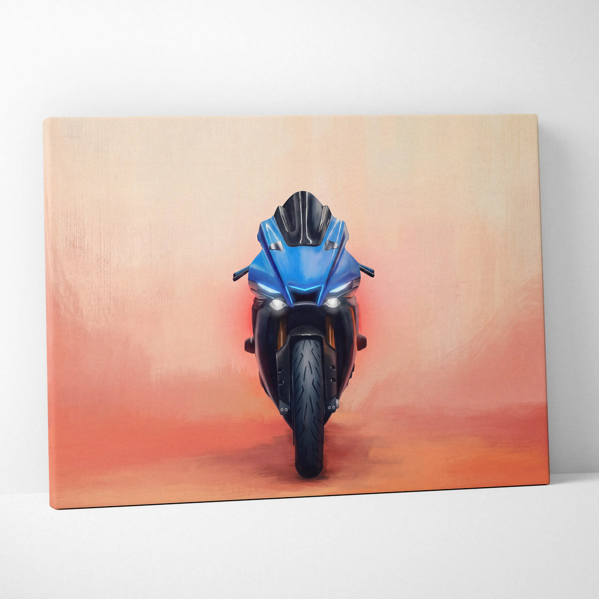 Yamaha R1 Inspired Canvas Art, Motorcycle Wall Art, Track Superbike & Garage Poster Print