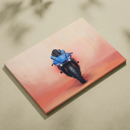 Yamaha R1 Inspired Canvas Art, Motorcycle Wall Art, Track Superbike & Garage Poster Print