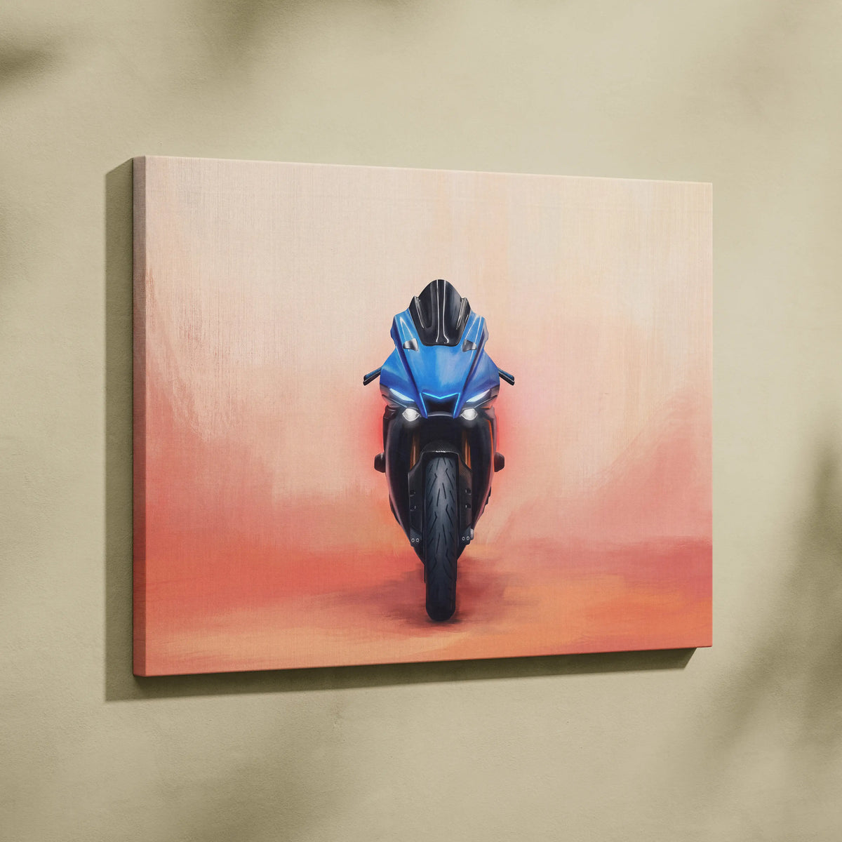 Yamaha R1 Inspired Canvas Art, Motorcycle Wall Art, Track Superbike & Garage Poster Print