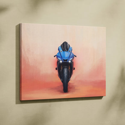 Yamaha R1 Inspired Canvas Art, Motorcycle Wall Art, Track Superbike & Garage Poster Print