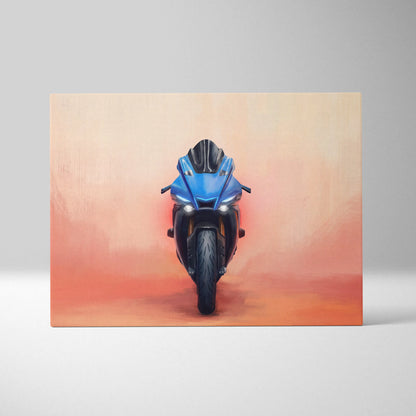 Yamaha R1 Inspired Canvas Art, Motorcycle Wall Art, Track Superbike & Garage Poster Print